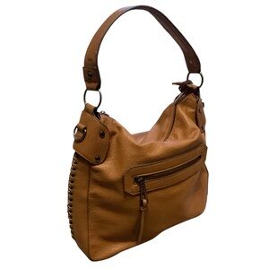 Jessica Simpson Tan Faux Leather Hobo Shoulder Bag With Chain Details